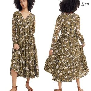 Madewell Olive Floral Dress